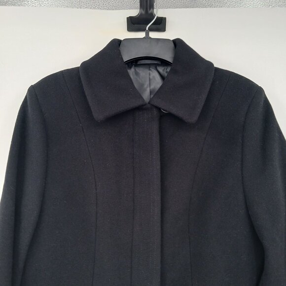 Brook Taverner Wool Cashmere Overcoat Black BURLINGTON Made In Italy Size 8 - Picture 5 of 14